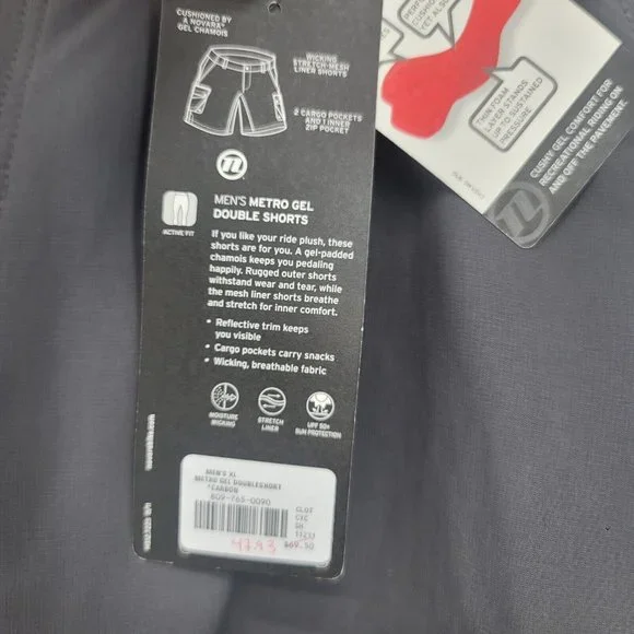 NOVARA Men's Cycling Biking Shorts Metro Gel Double Chamois Gray Size XL NEW - Picture 6 of 10